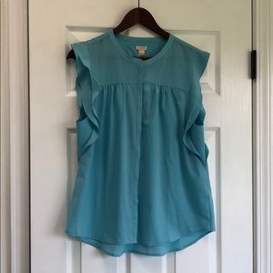 J.Crew Flutter-sleeve tank-top Aquamarine Size 14